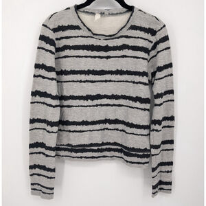 A.L.C. Sweater Womens XS Black Gray Striped Cropped Long Sleeve Top Casual Shirt